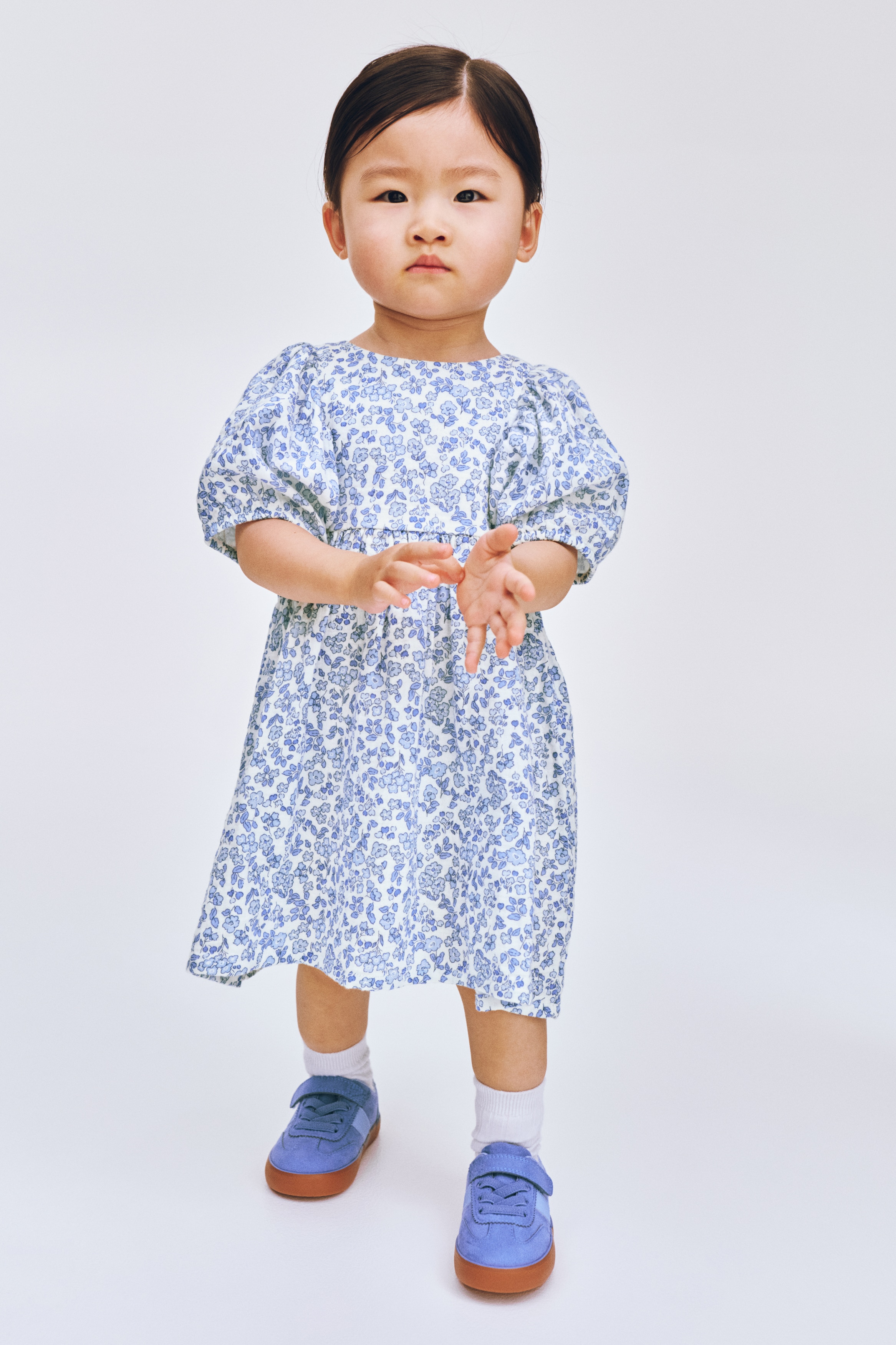Cotton muslin dress - Light blue/floral/Light beige/hearts/Light pink/strawberries/White/cherries/Light pink/hearts