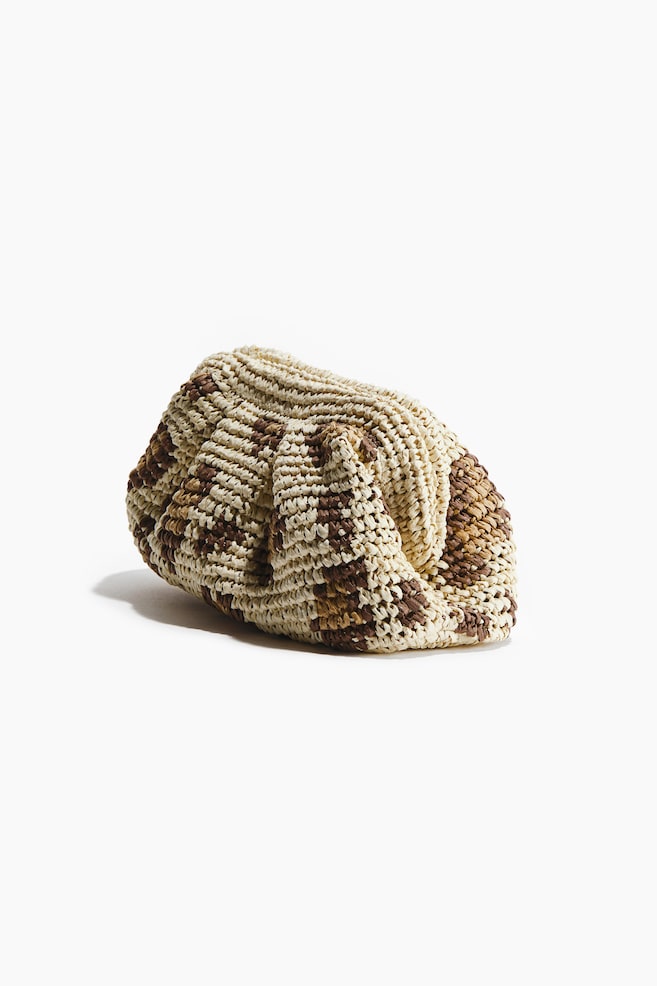 Straw Clutch Bag - Beige/leopard print - 5