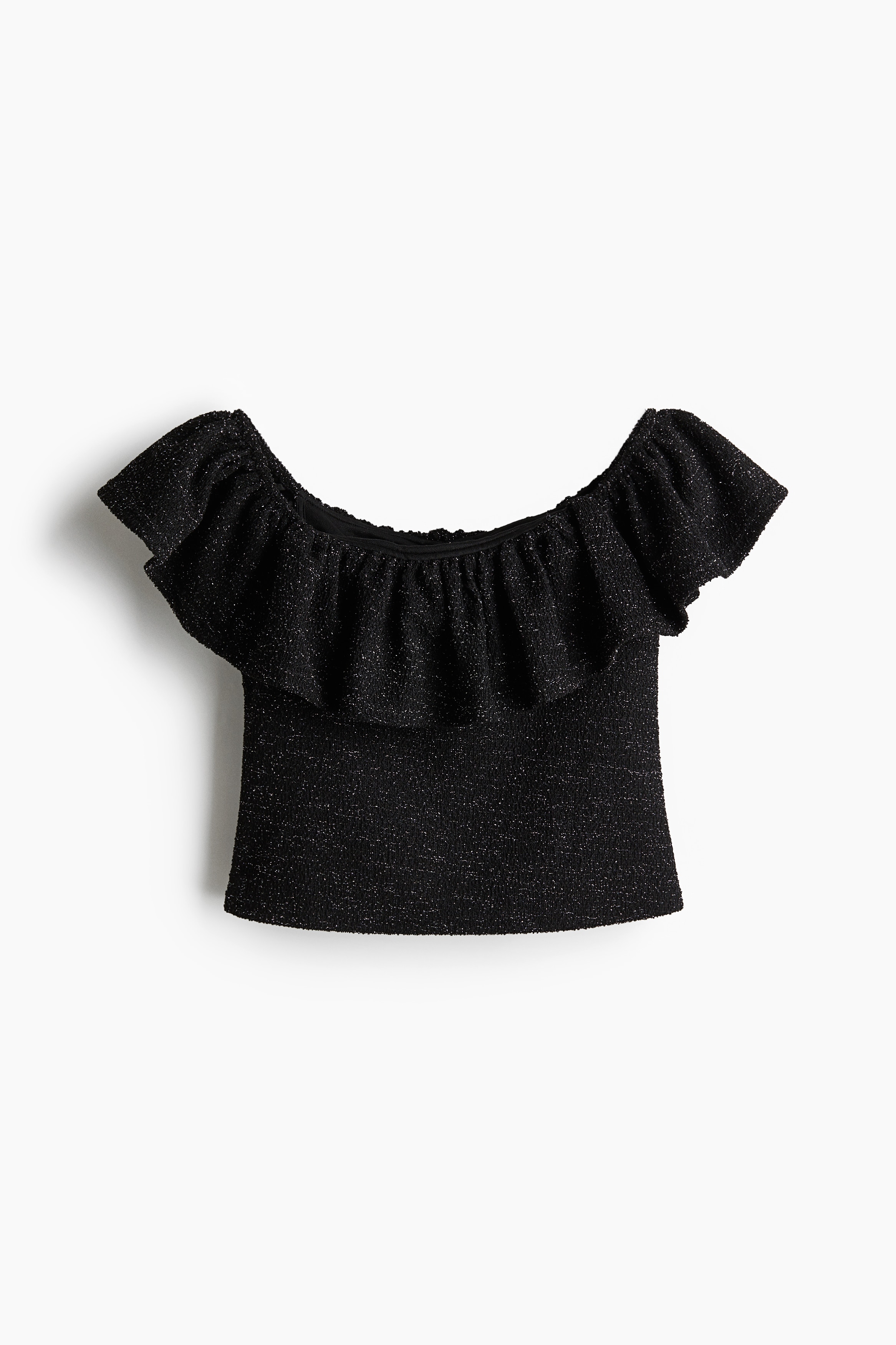 Ladies - Black Glittery off-the-shoulder top - Size: M  - H&M