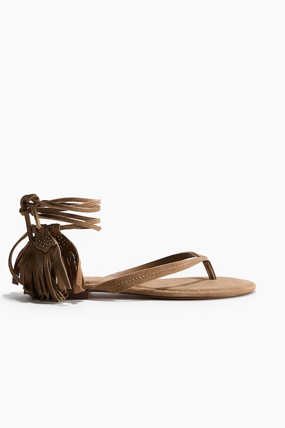Женские сандалии H&M Fringed-Detail Suede Sandals
