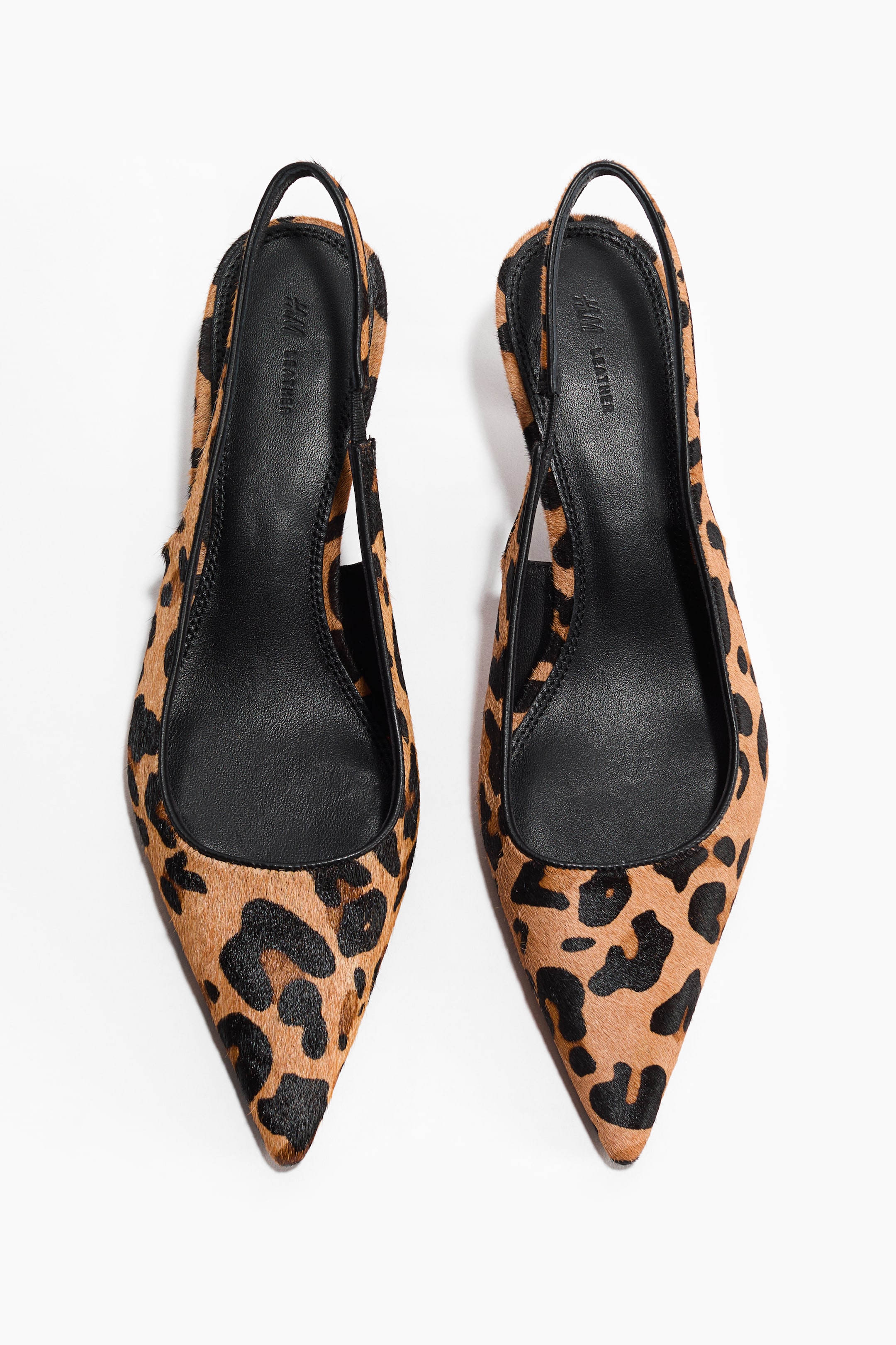 Vis større bilde: Slingbacks i skinn med snellehæl - Beige/Imitert leopard - DAME | H&M NO 6