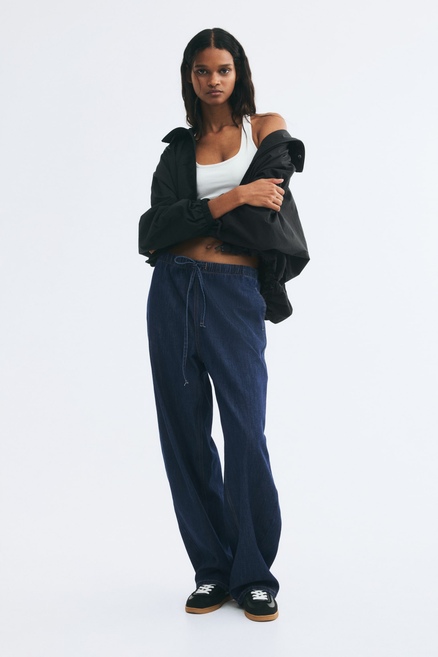 Barrel trousers - Dark denim blue/Dark denim blue - 1