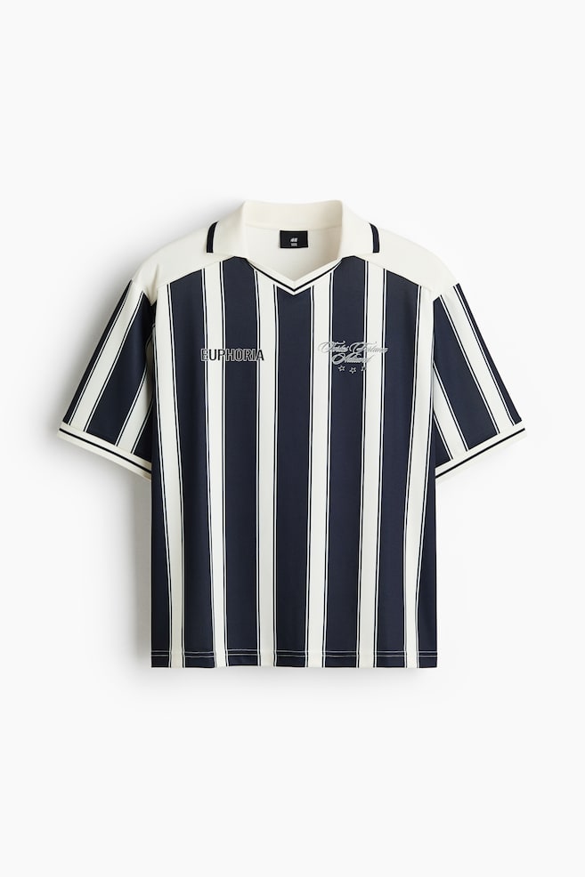 Loose-Fit Soccer Shirt - Navy blue/striped/White/Euphoria - 1