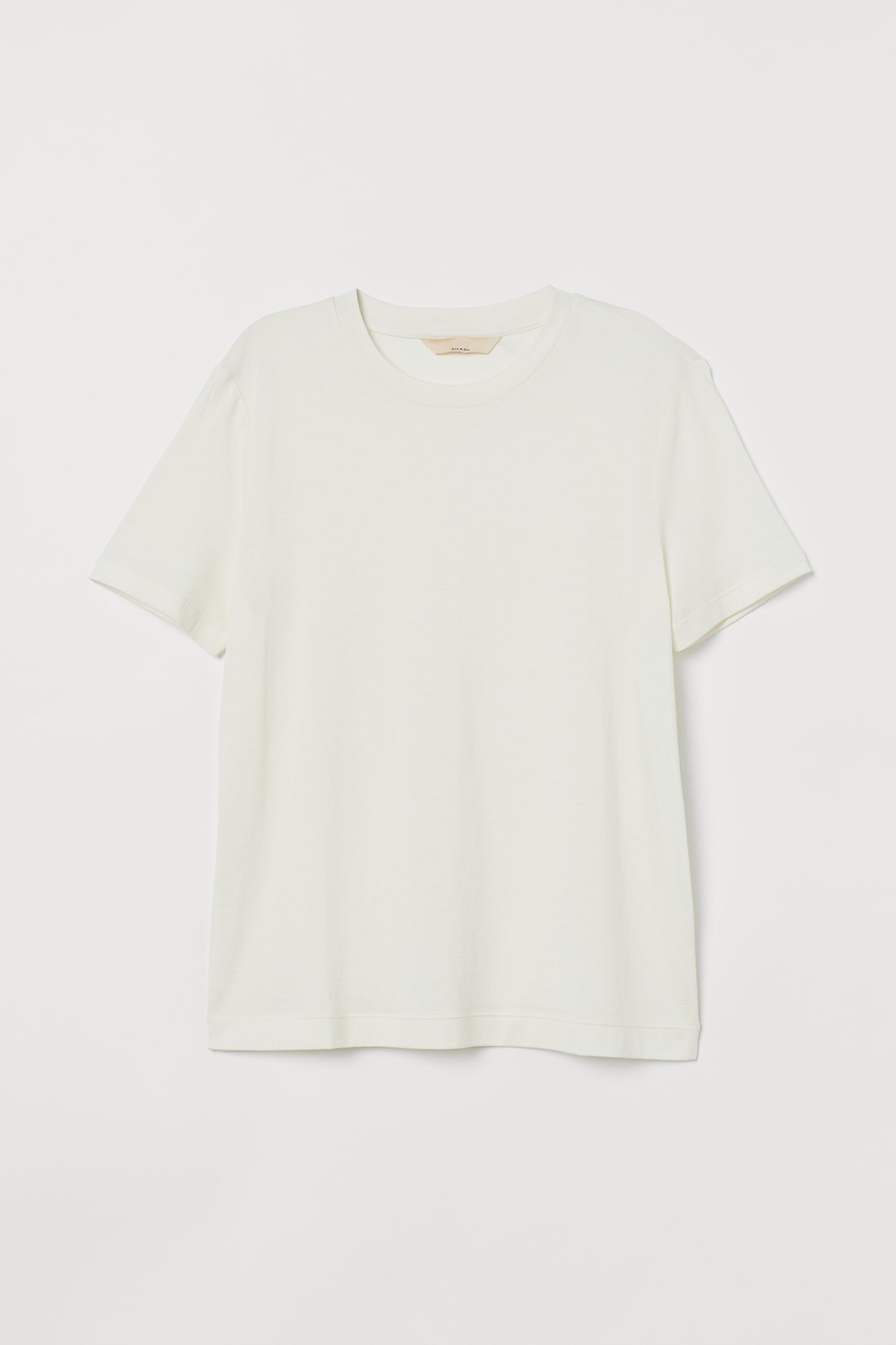 Silk-blend T-shirt - Round neck - Short sleeve - Cream - Ladies | H&M GB