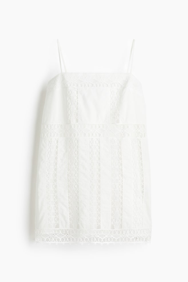 Lace-Inset Strappy Dress - White - 1