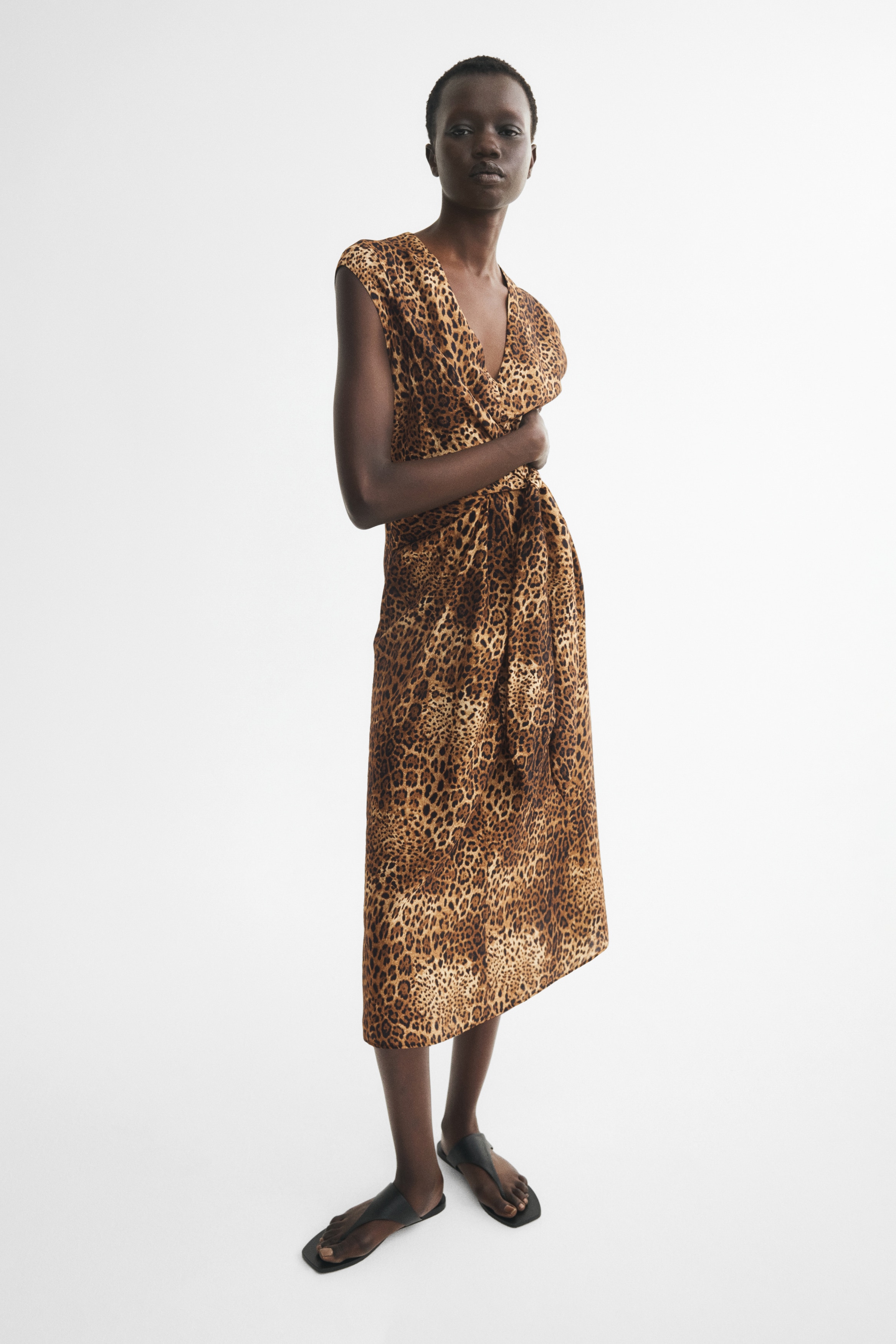 womens leopard print dress Morttic Women's Elegant V-Neck Ladies - Brown/Leopard Print Sleeveless