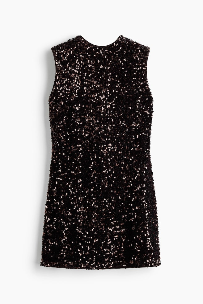 Bow-detail sequined dress - Dark brown/Dark green - 1
