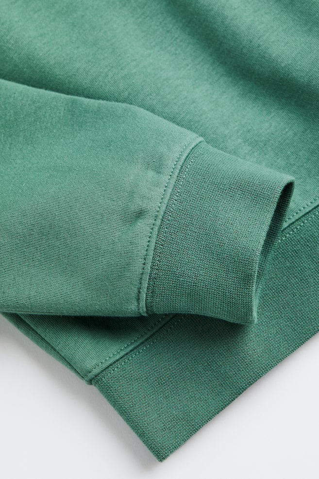 Hættetrøje med lomme - Grøn - 4