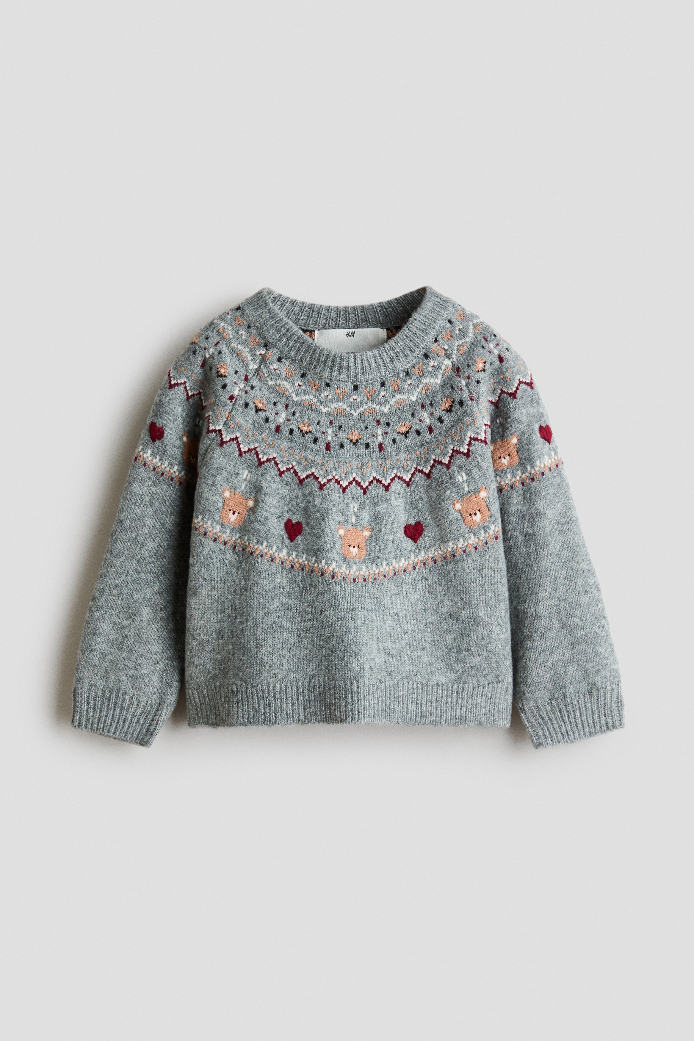 Light gray/patterned Jacquard-Knit Sweater for kids | H&M US