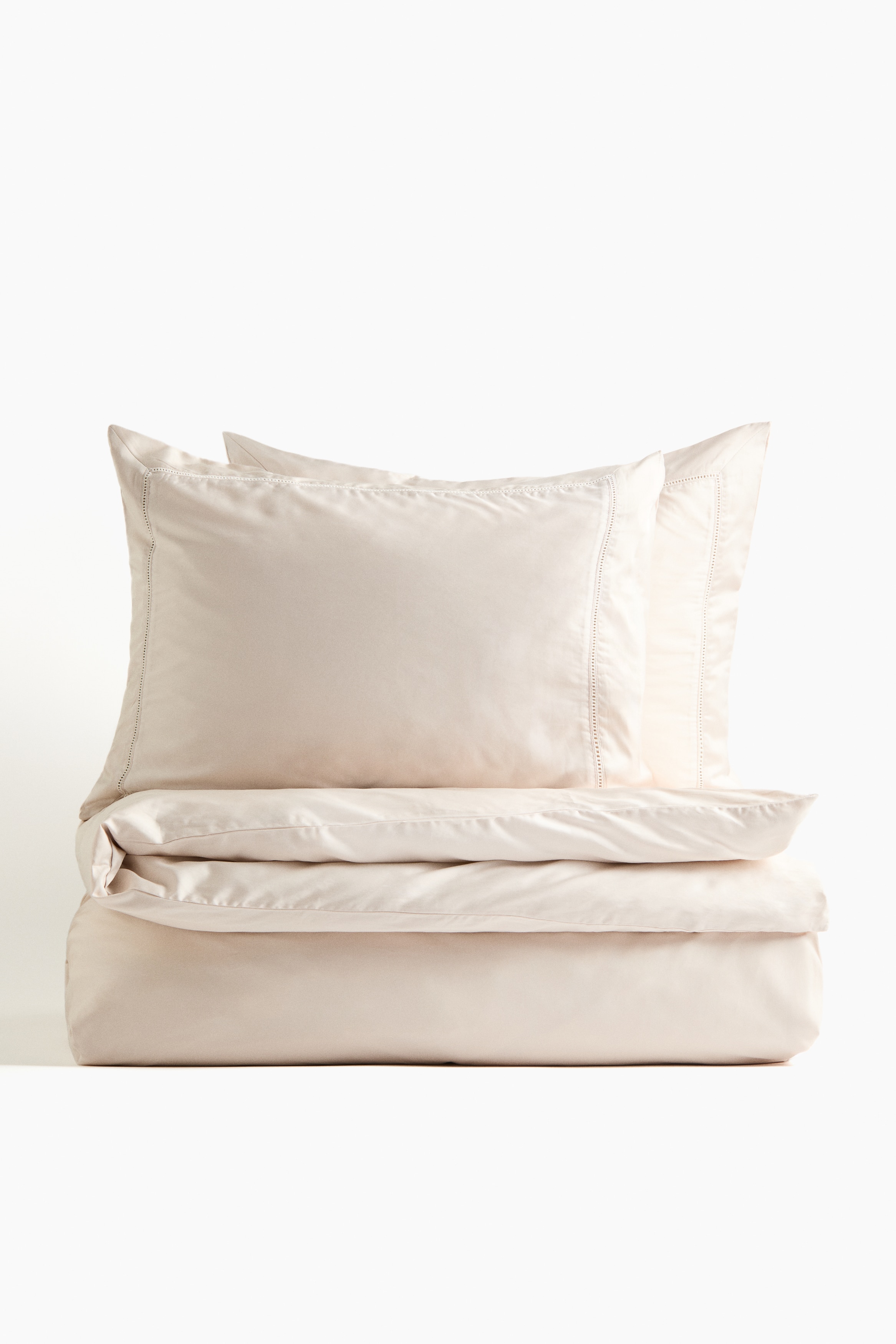 Egyptian Cotton King/Queen Duvet Cover Set - Light beige/White
