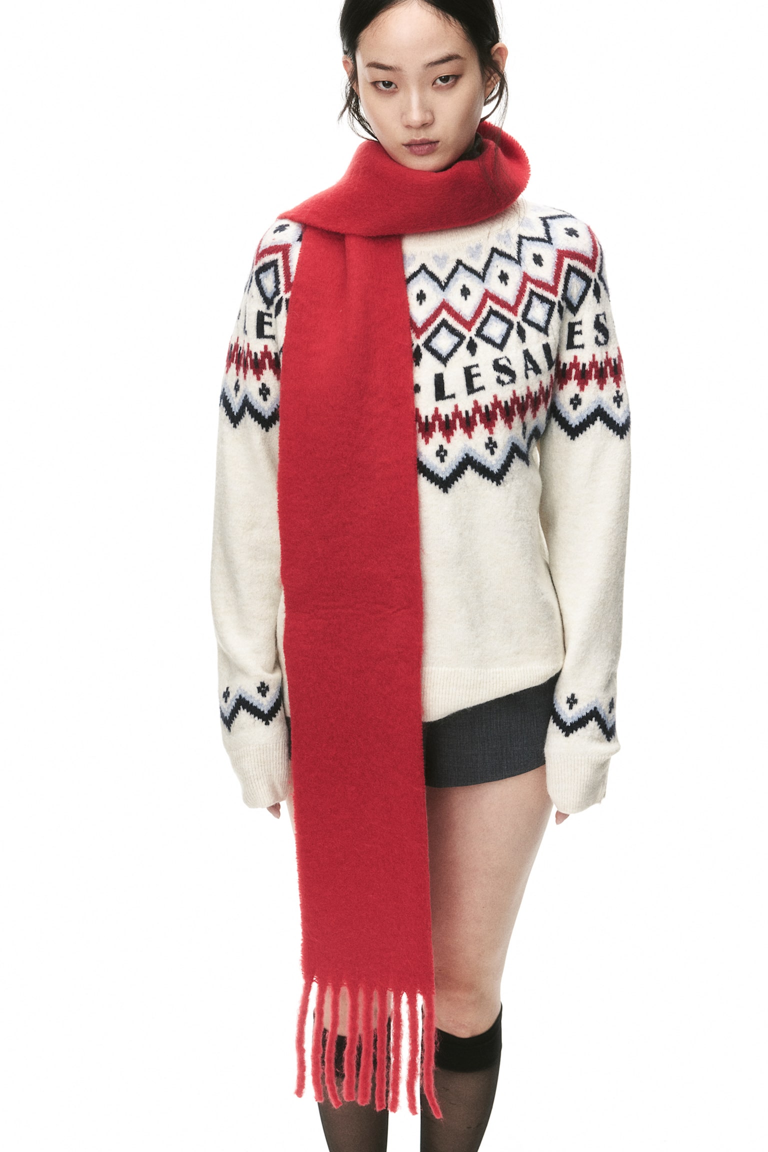 Jacquard-knit jumper - Cream/Les Alpes/Dark beige/Hearts/Grey marl/Bows/Dark red/Skiers - 5