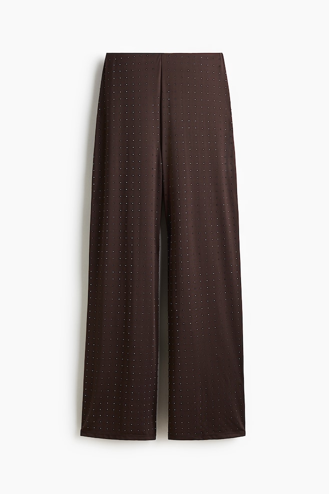 Pantalón de punto con strass - Marrón oscuro/Burdeos - 1