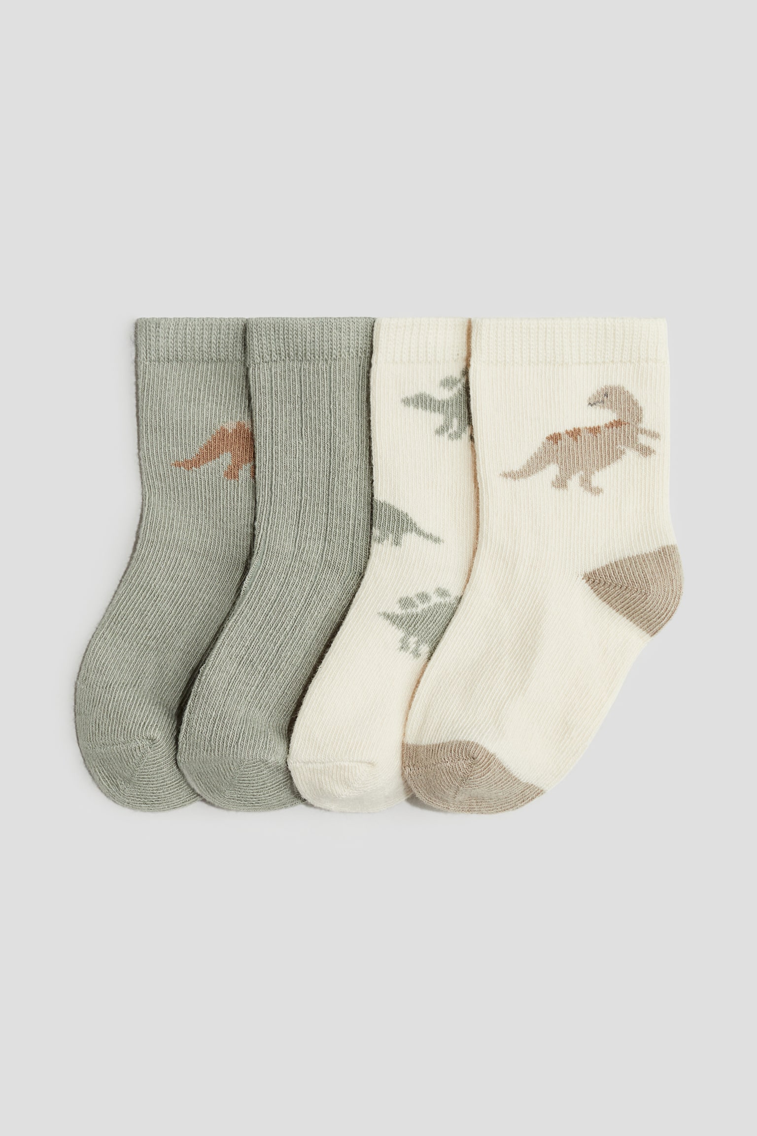 4-pack Socks - Dusty green/Dinosaurs/Red/Reindeer/Light blue/Vehicles/Light beige/Animals/Light dusty green/Panda/Blue/Boats/Dusty green/Floral/Dark blue/Spaceship/Mole/Stripe - 1