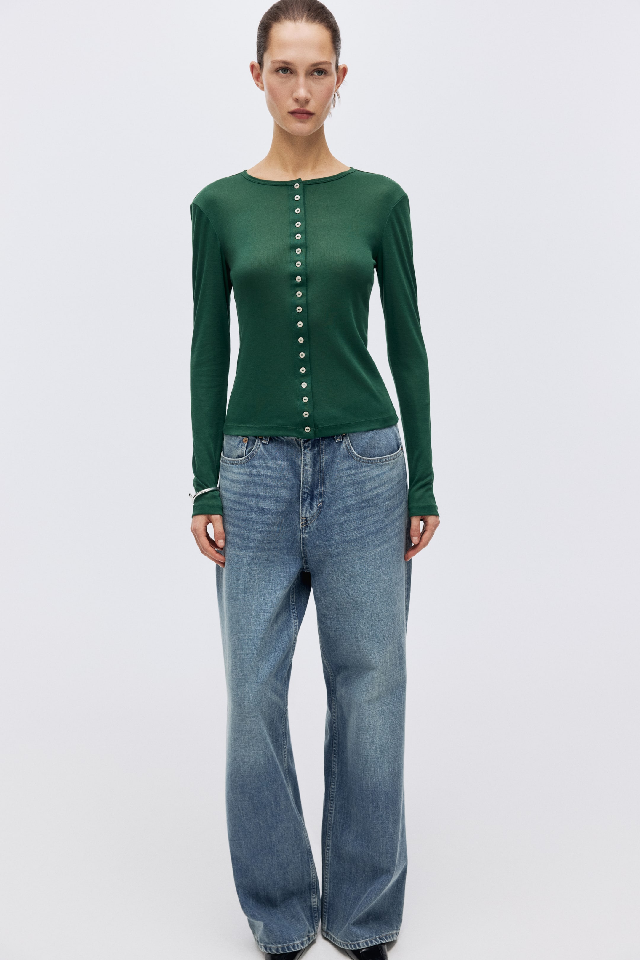 Vezi imaginea mai mare: Cardigan subțire - Verde-închis - FEMEI | H&M RO 1