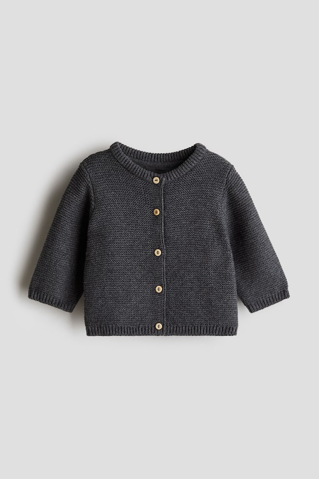 Knit Cardigan - Dark grey/Light beige/White - 1
