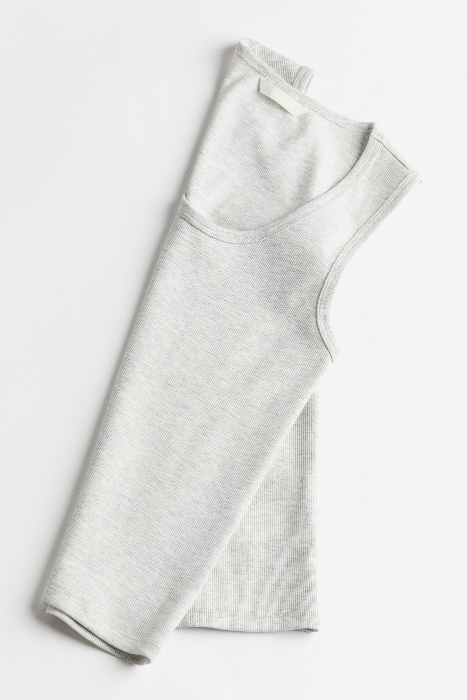 Ribbed vest top - Light grey marl/White/Black - 4