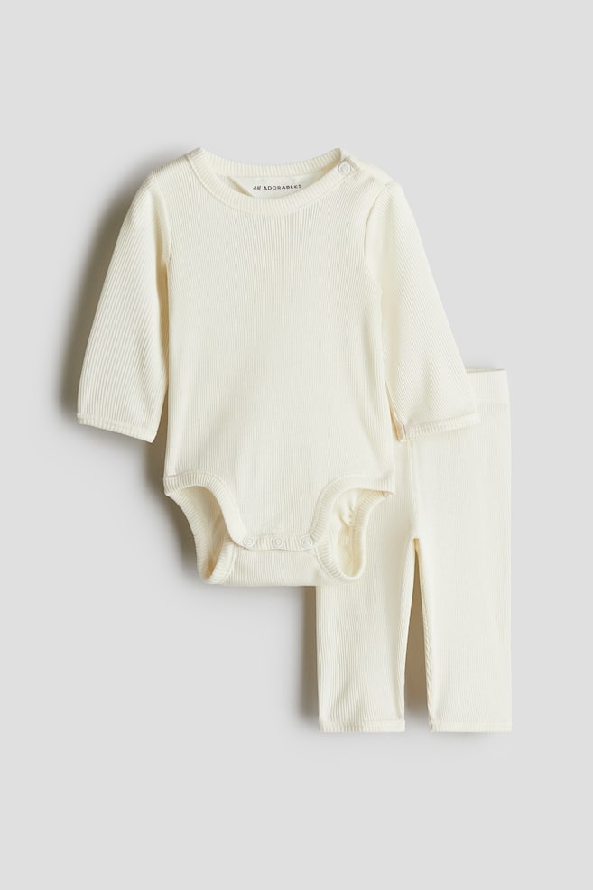 2-piece Silk Jersey Set - Cream - 1