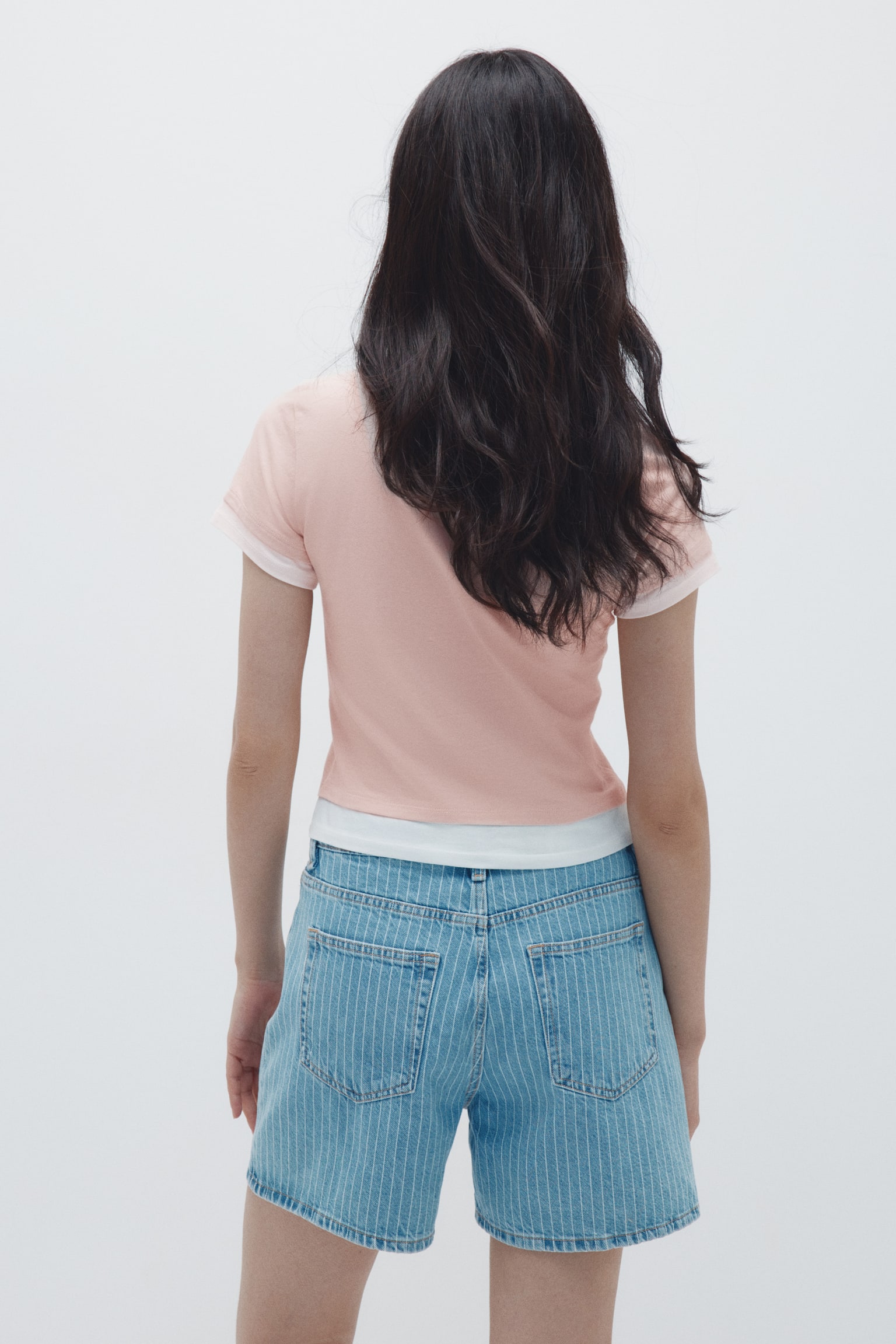 Áo thun kiểu nhiều lớp - Màu hồng nhạt/Trắng/Xanh tím than/Xanh dương nhạt/Màu trắng/Đen - 5