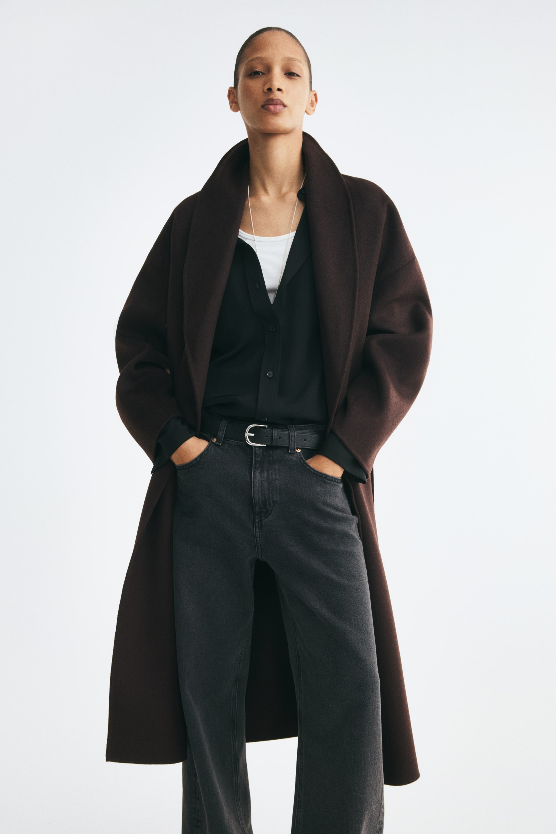 Женские куртки H&M Oversized Handmade Wool-Blend Coat — фото 3