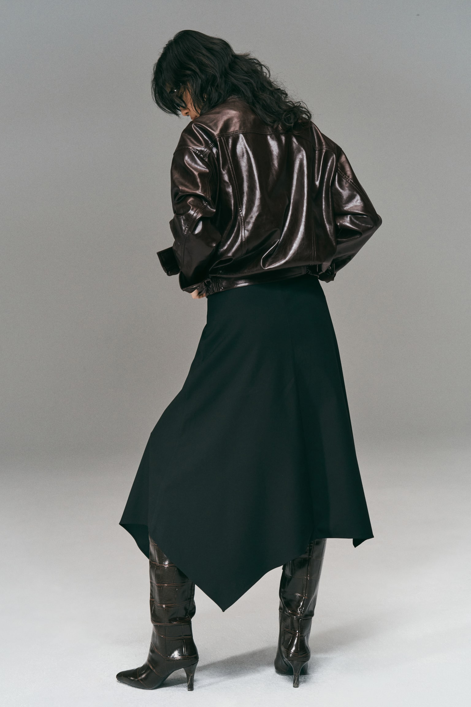 コーティングバイカージャケット - ダークブラウン - 5