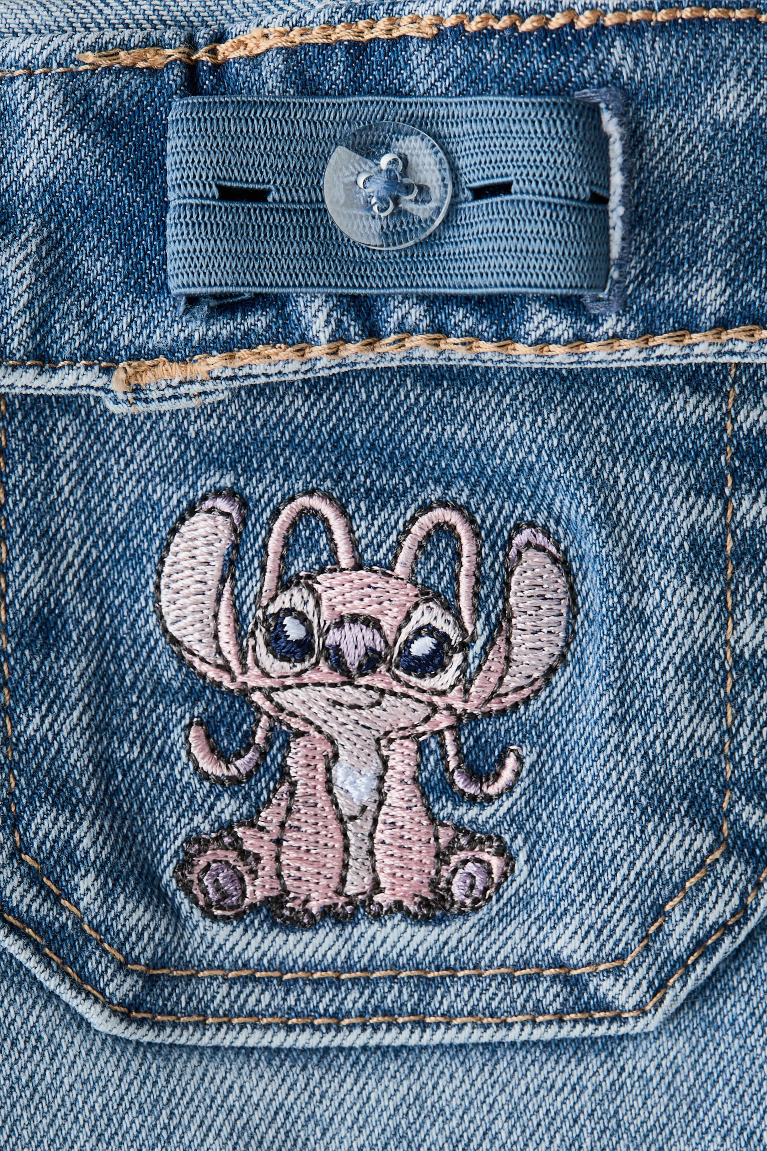 Embroidery-motif flared leg jeans - Denim blue/Lilo & Stitch - 2