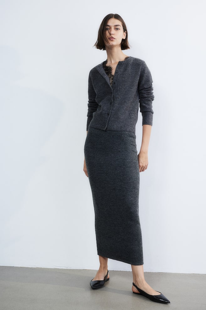 Knitted skirt - Dark grey marl - 1