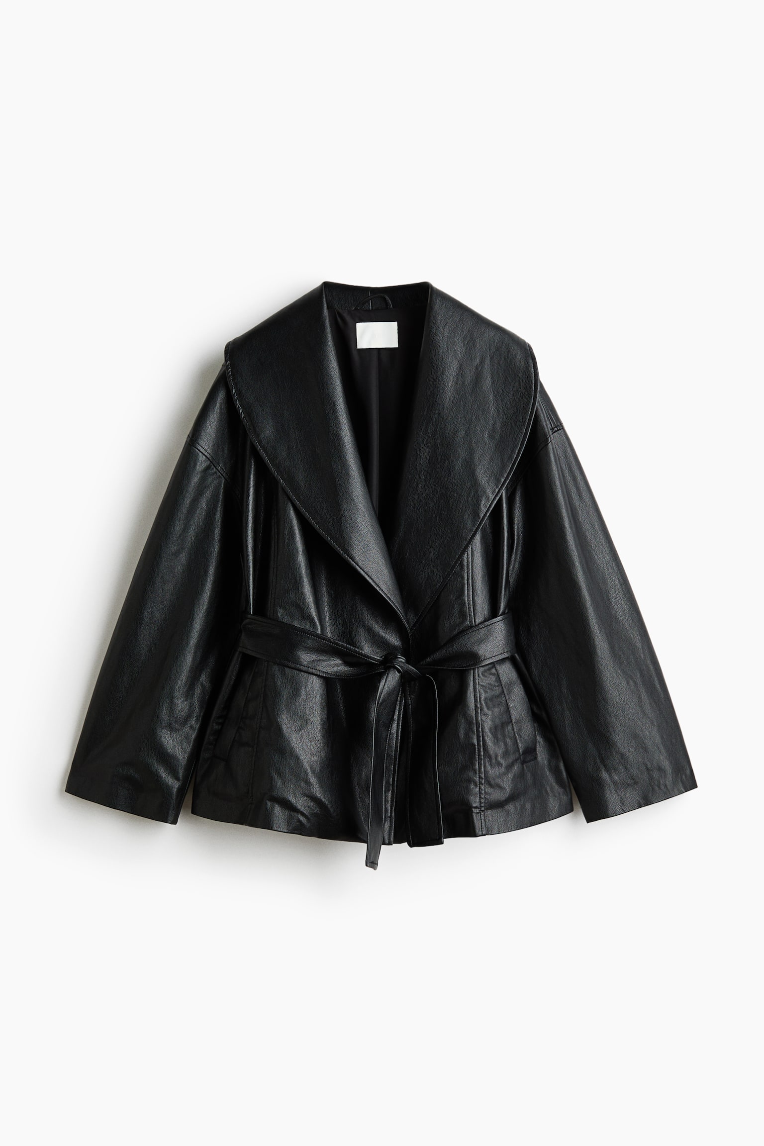Shawl-collared coated jacket - Black - 1