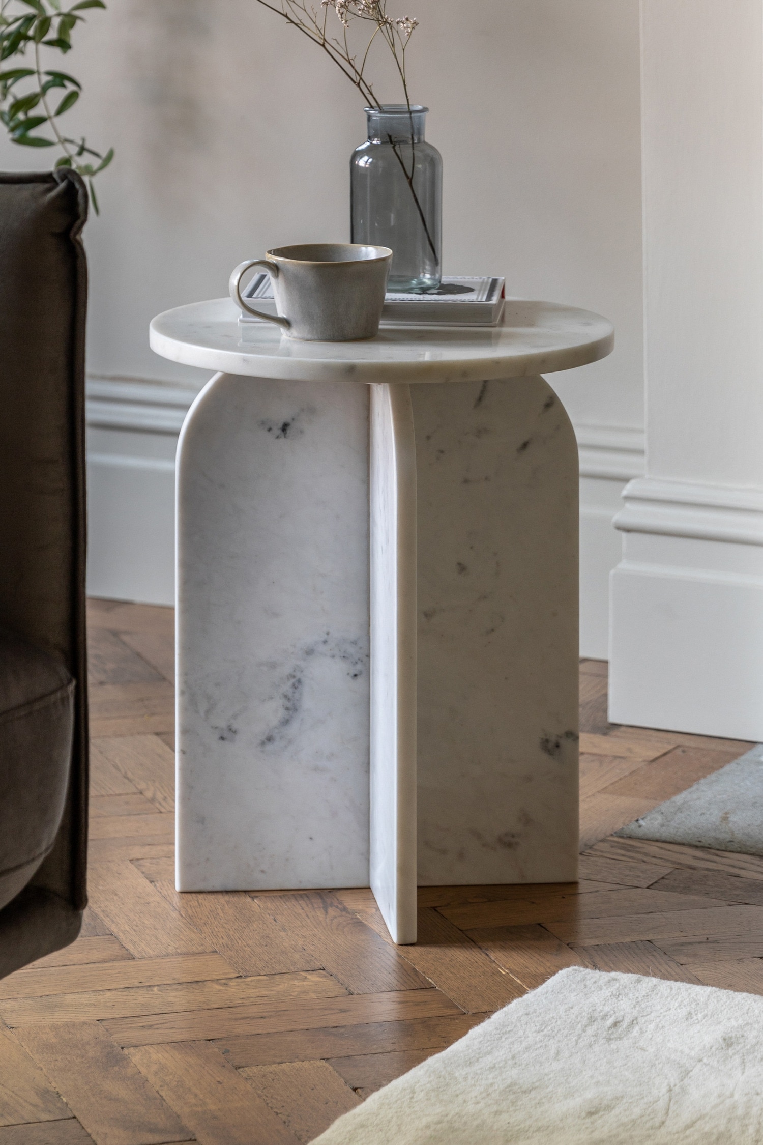 Marble Side Table - White/Natural/Black