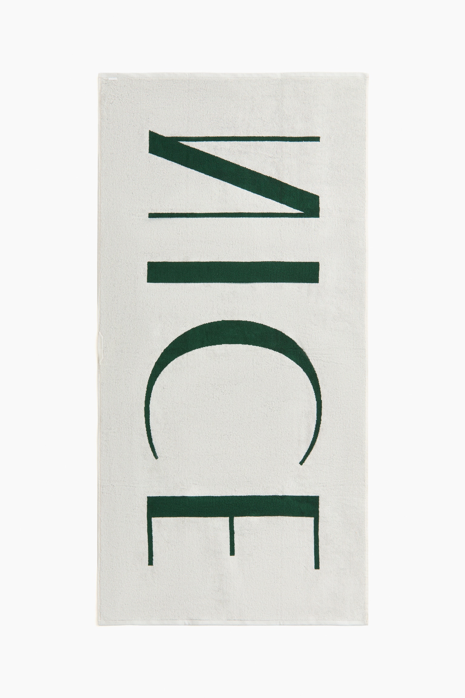 Text-motif cotton beach towel-Dark green/Nice - 3