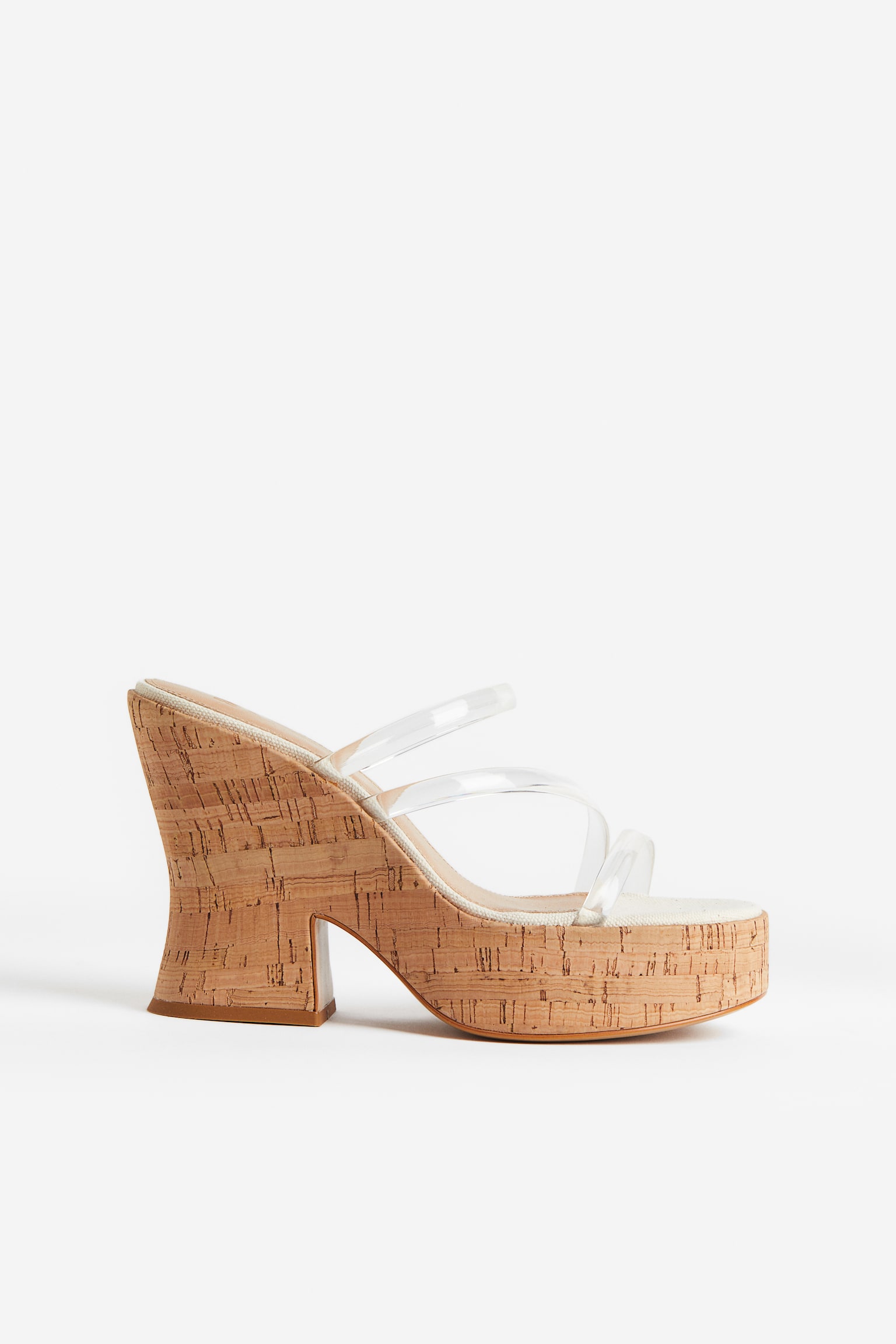 Wedge Heel Sandals - Transparent/Beige - 1