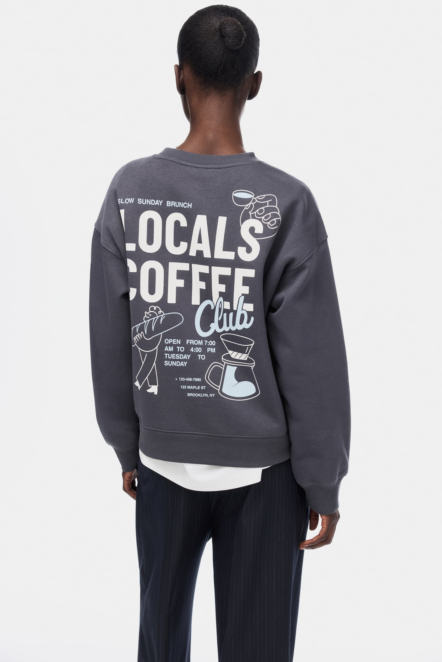 Text-motif sweatshirt - Dark grey/Brunch/Orange/Paris/Light grey marl/NYC/Light turquoise/Art Collective/Light grey/Athletics/Cream/Le Club/Rust red/Paris/Olive green/Ce Soir - 4