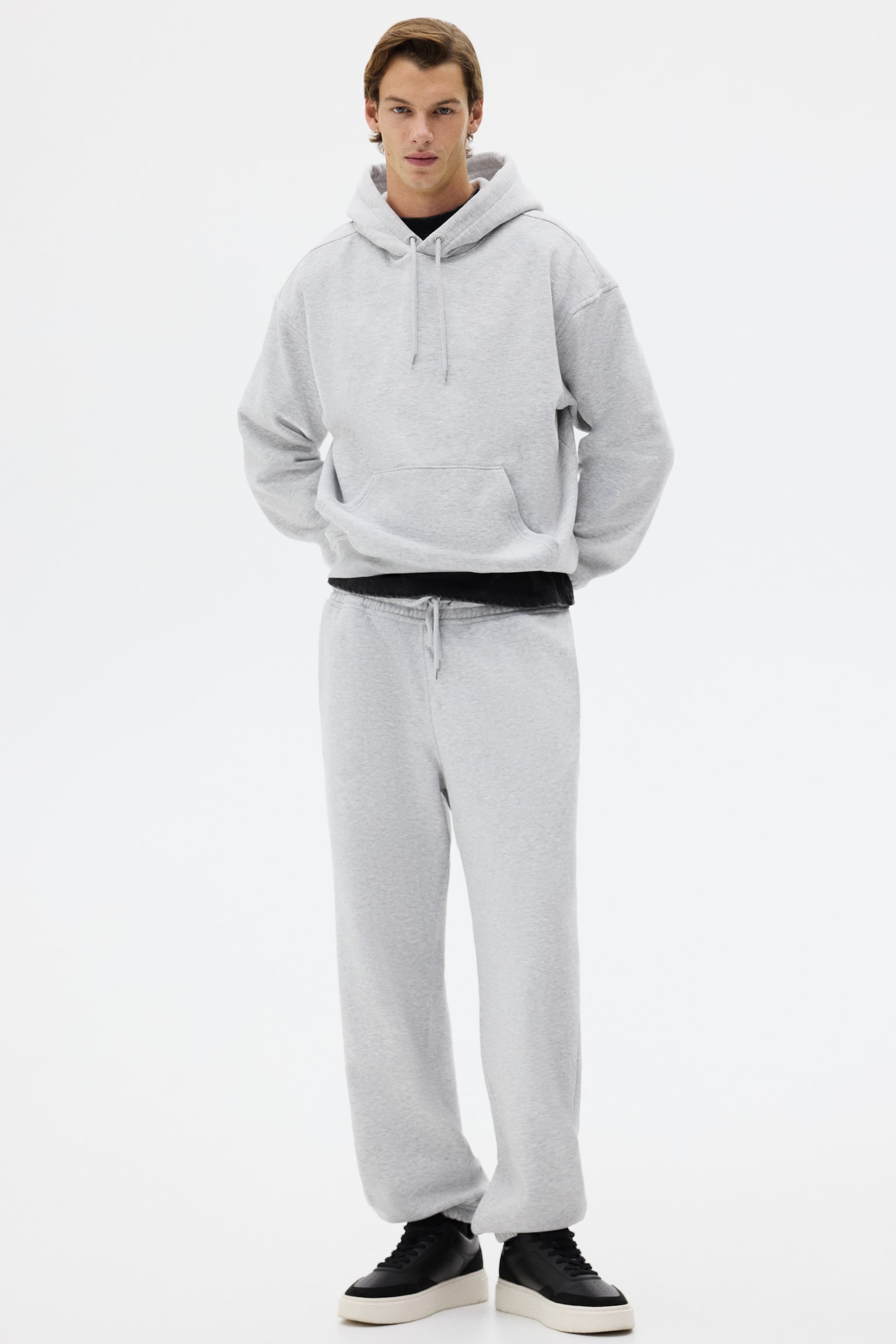 2-piece Loose Fit hoodie and joggers set - Grey marl/Dark grey/Black/Dark blue - 1