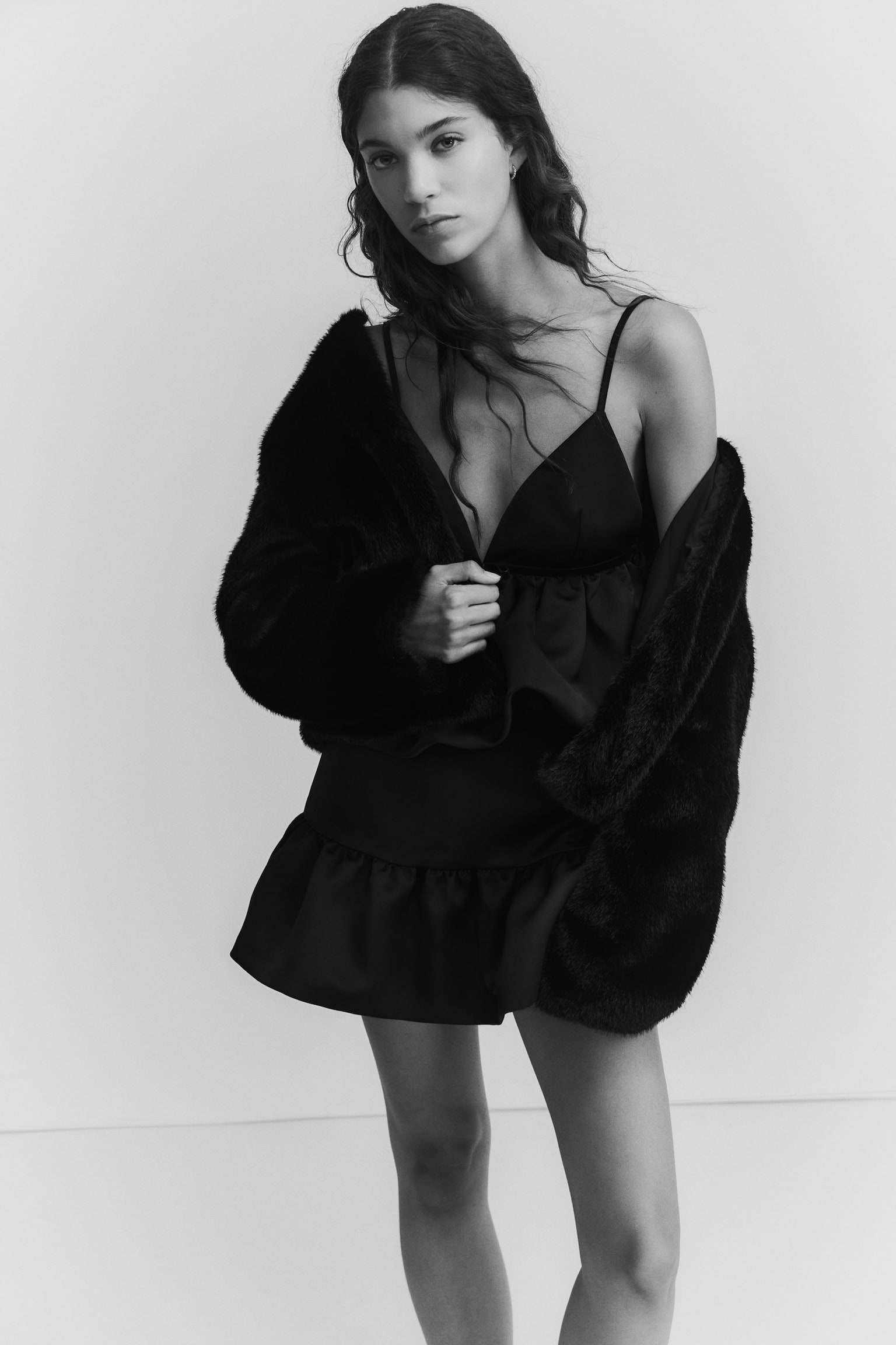 Bombkowy top na ramiączkach - Czarny/Biały - 4