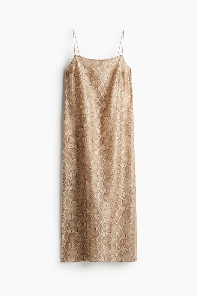Strappy jurk - Beige/slangenleerdessin/Poederroze/Bordeauxrood - 1
