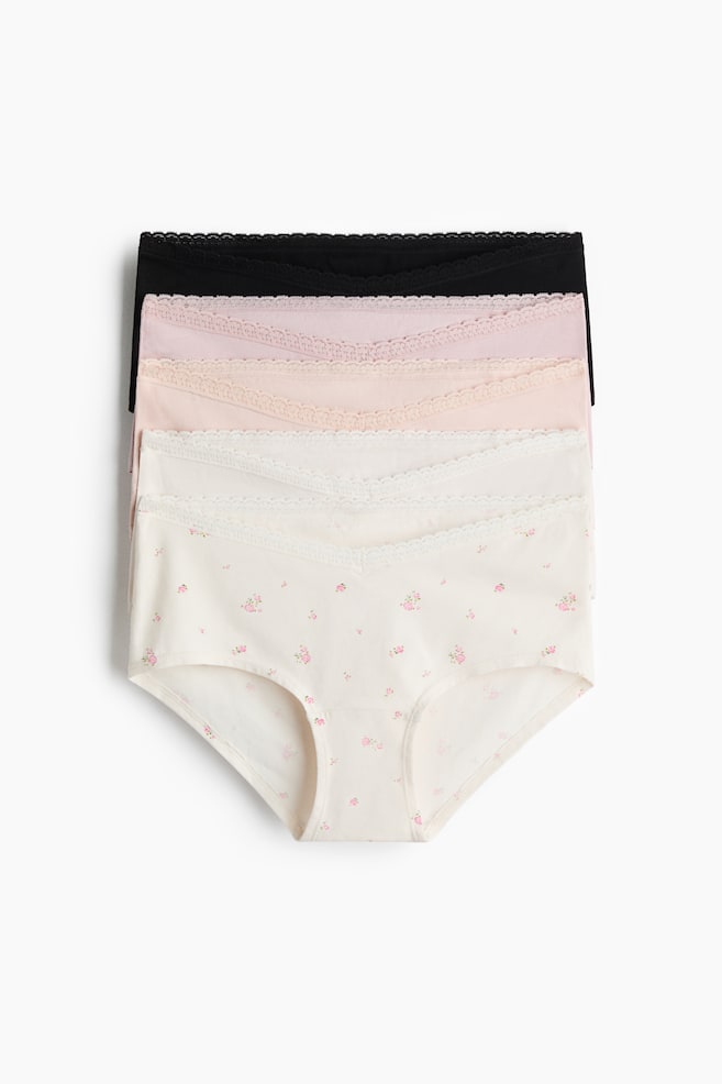 MAMA 5-pack hipster briefs - Cream/Pink/Black/Grey marl/Cream floral/Black/Light beige/White/Black/Dark brown/Beige marl/Beige marl/Pink - 1