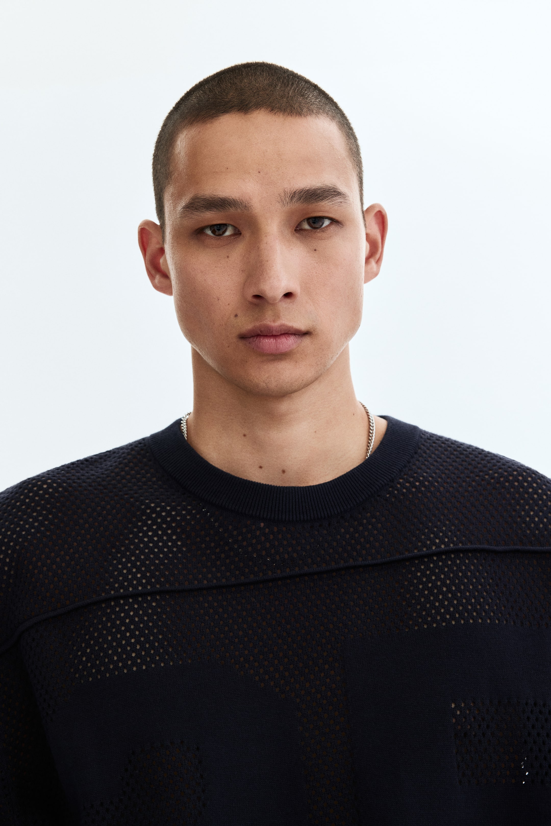 Boxy Relaxed-Fit Open-Knit T-Shirt