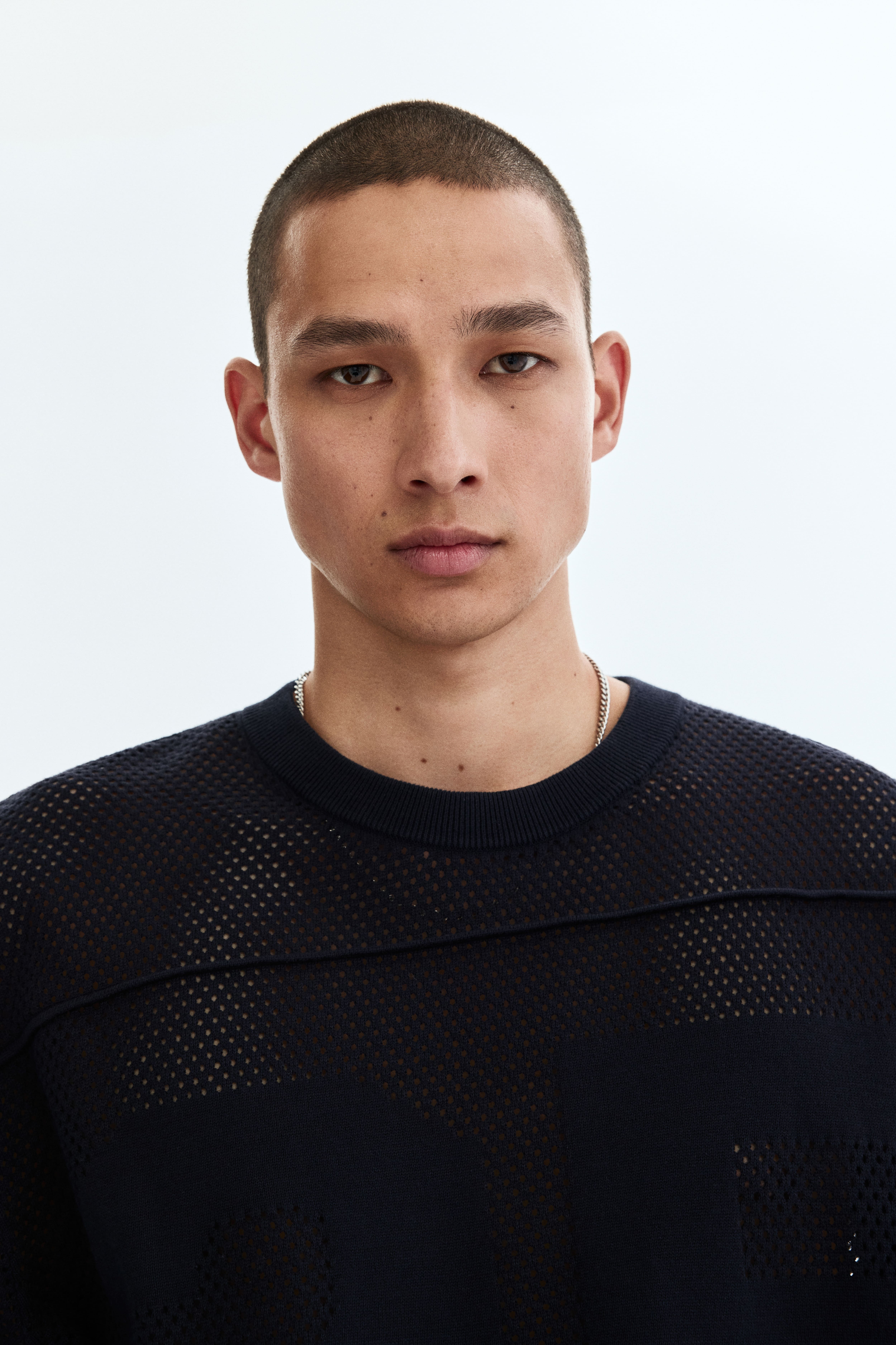 Boxy Relaxed-Fit Open-Knit T-Shirt