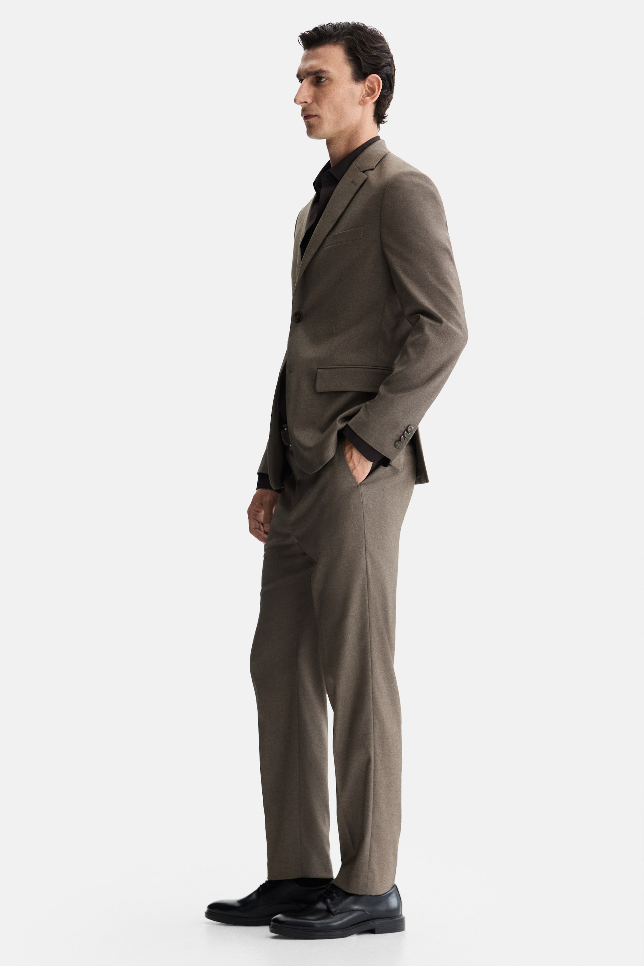 拡大画像を表示: レギュラーフィット シングルブレストジャケット - ダークベージュ - Men | H&M JP 4