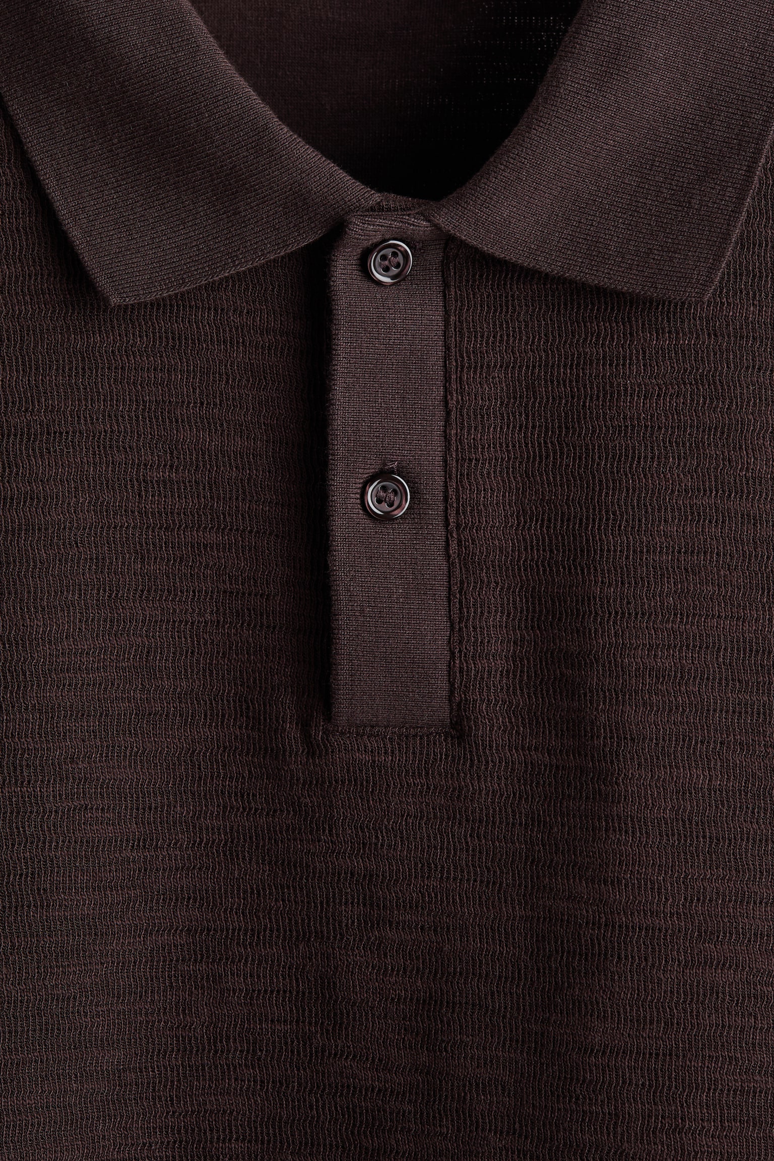 חולצת פולו מסריג ז'קארד Slim Fit - חום כהה - 6