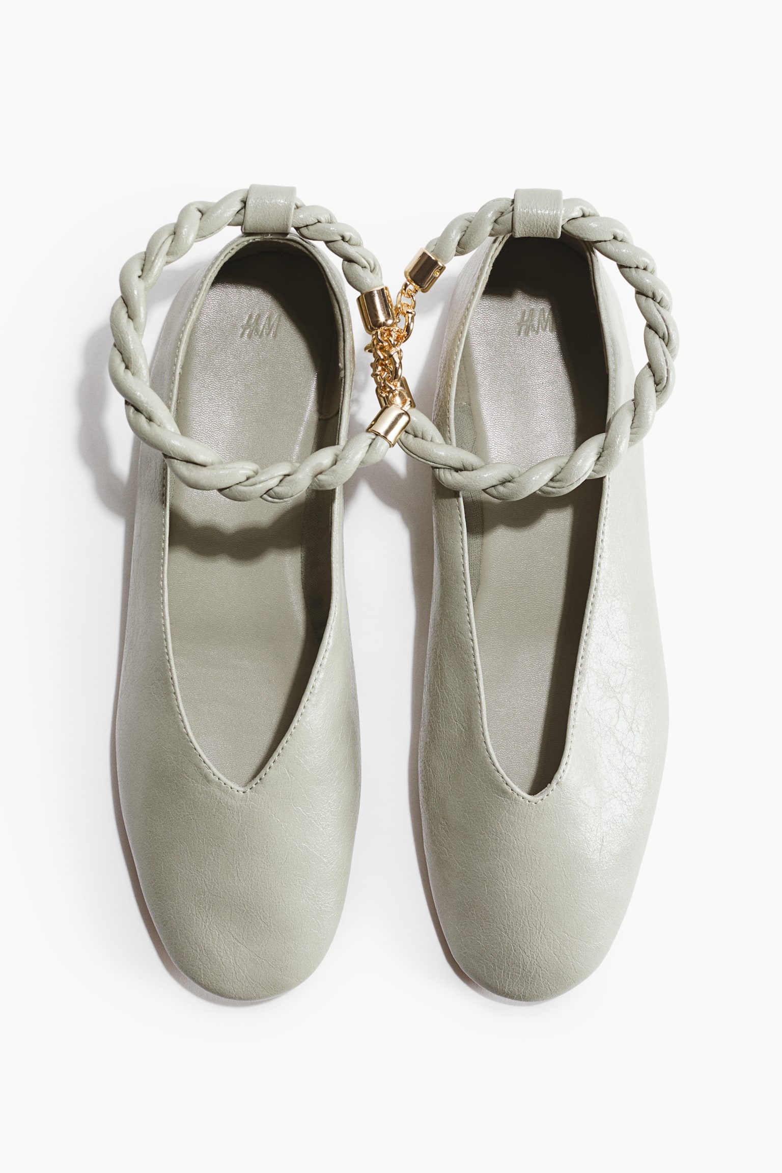 Женские балетки H&M Twist-Detail, цвет: Бледный зелёный — фото 2