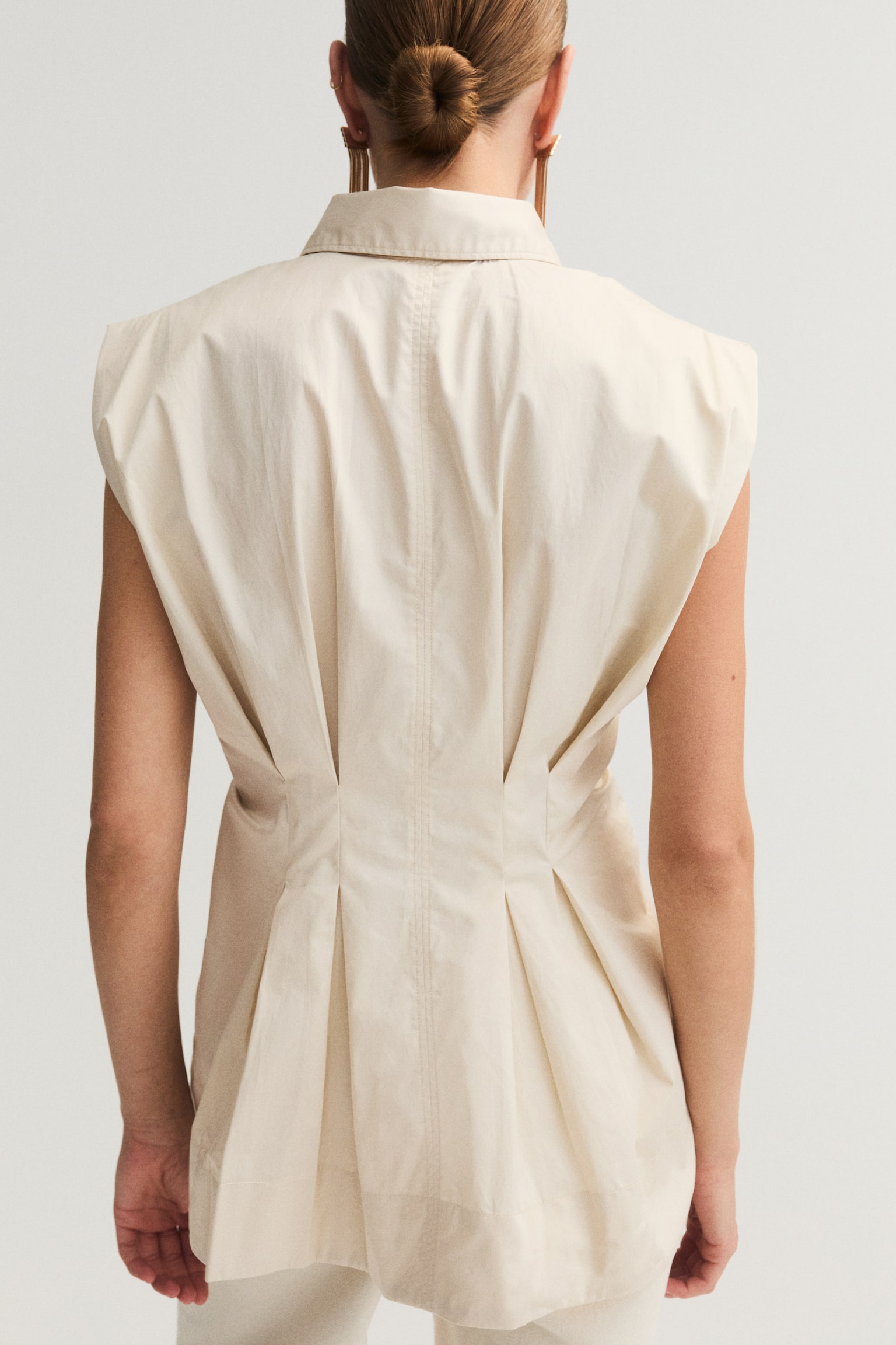 Waisted poplin shirt - Light beige - 3