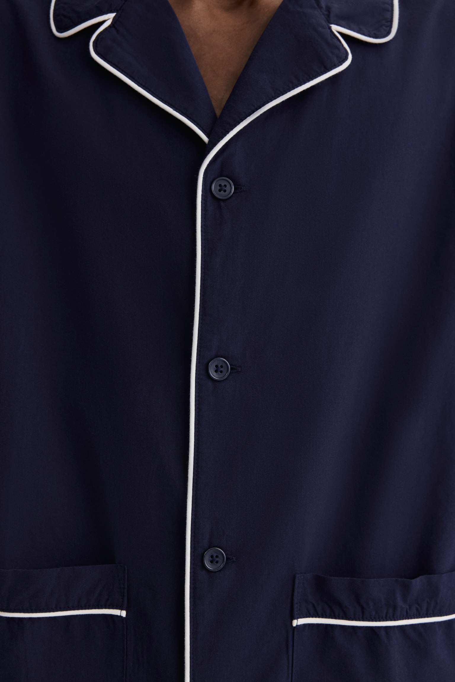 Cotton Pajama Shirt and Pants - Navy blue/Light dusty blue/striped - 3