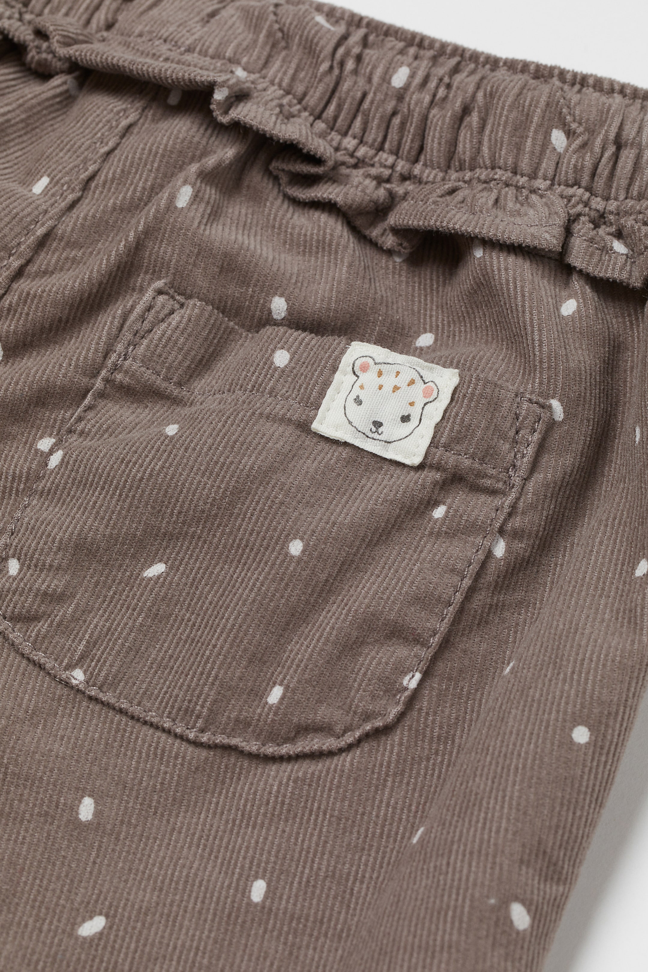 View larger image: Lined corduroy trousers - Dark greige/Spotted - Kids | H&M IE 2