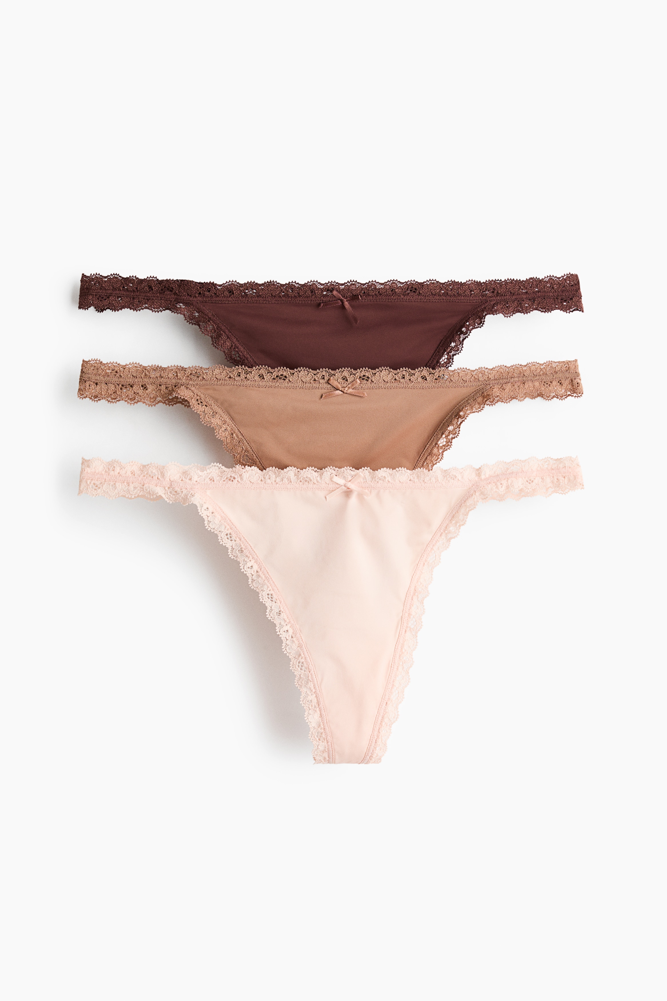 Pack de 3 cuecas Thong em microfibra - Rosa claro/Bege escuro/Preto