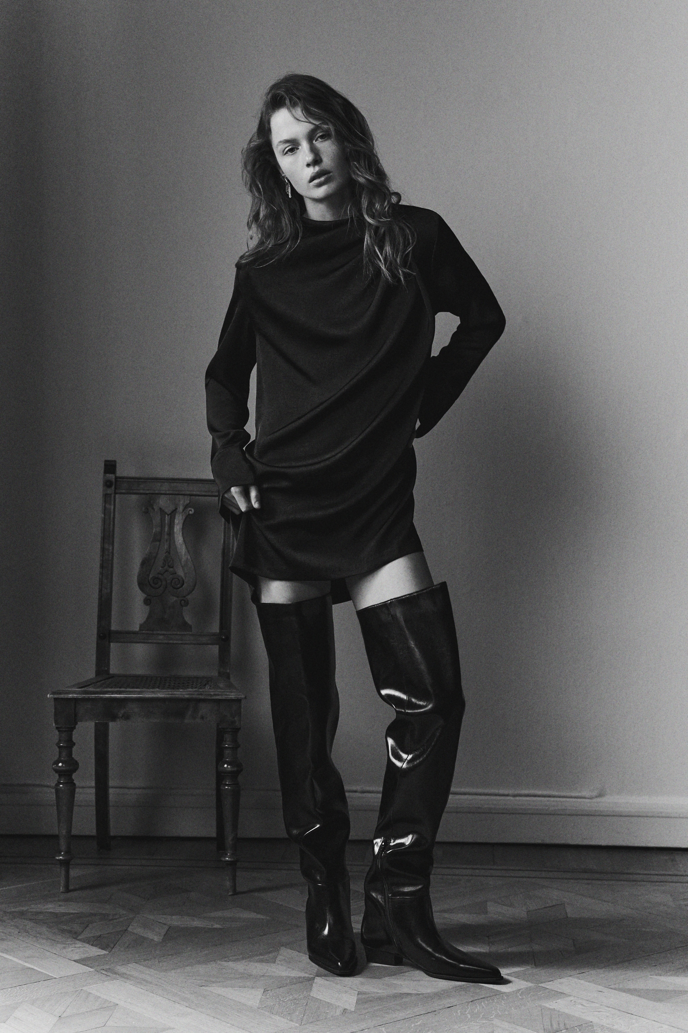 Robe à effet drapé - Noir