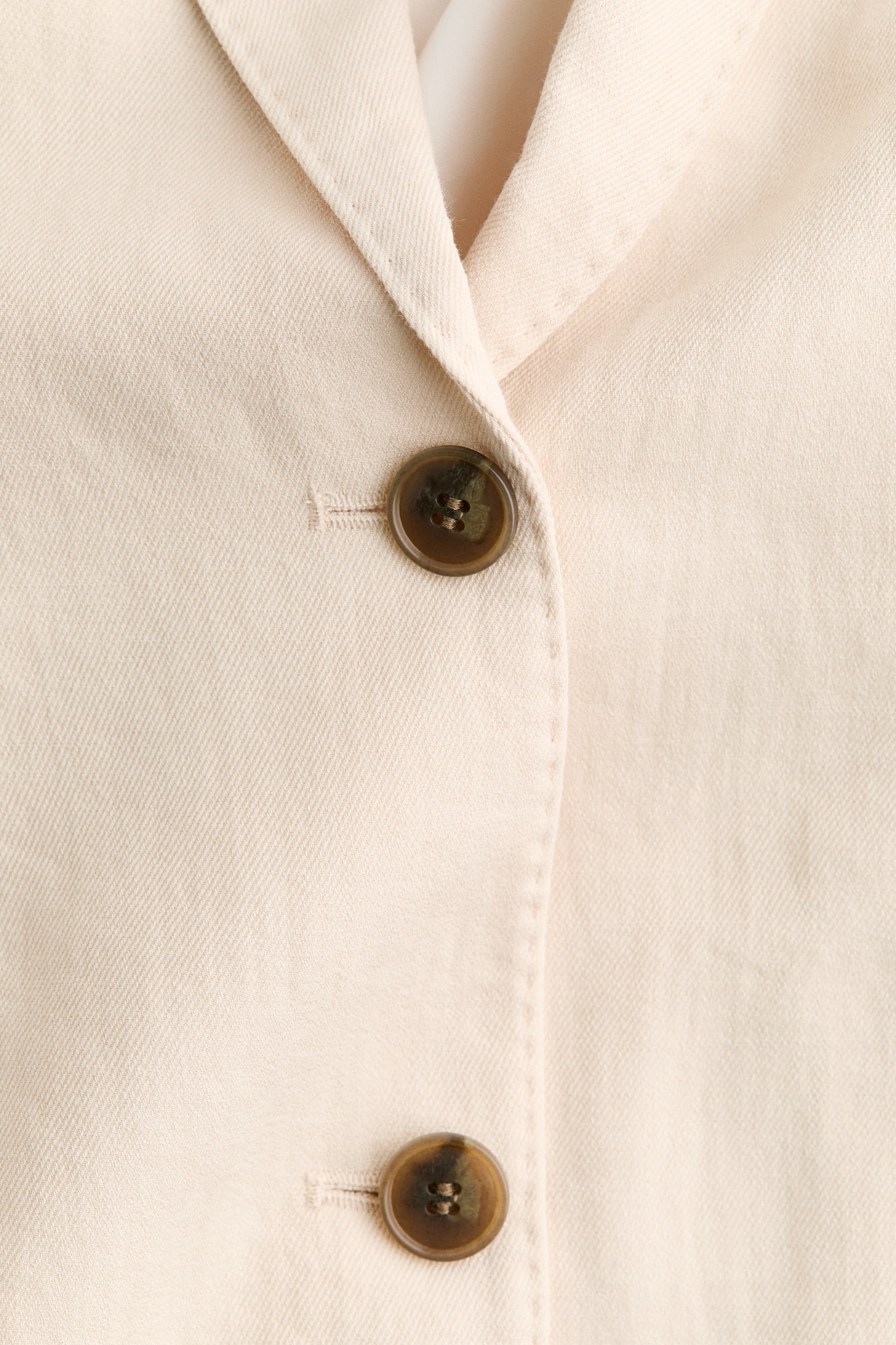 Женский пиджак H&M Single-Breasted Twill Blazer, цвет: Светлый бежевый — фото 6