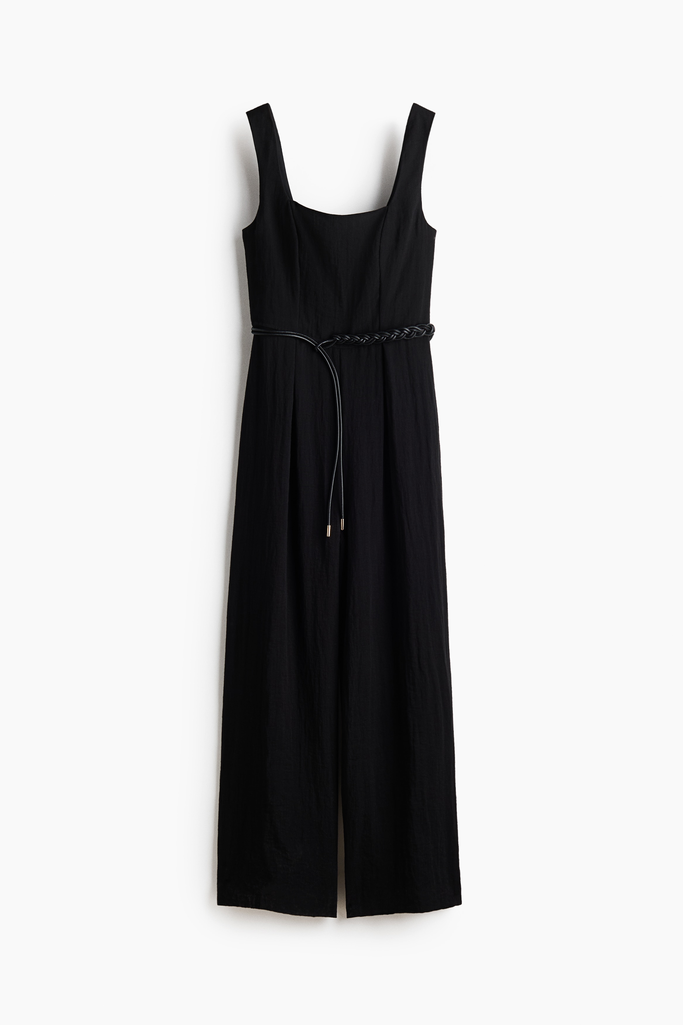Belted jumpsuit - Zwart/Lichtbeige