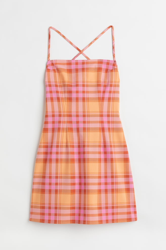Robe en twill - Orange/carreaux - 1