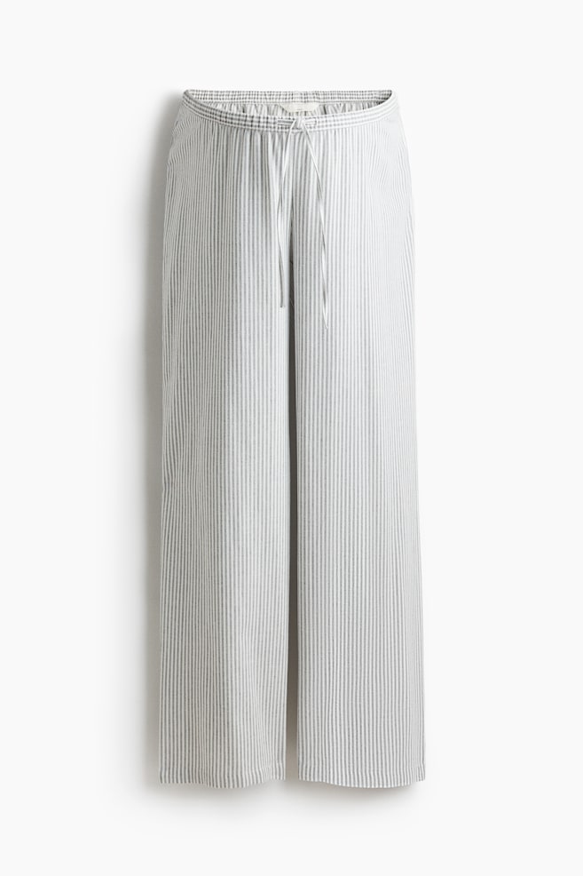 MAMA Flannel pyjama bottoms - White/Grey striped - 1