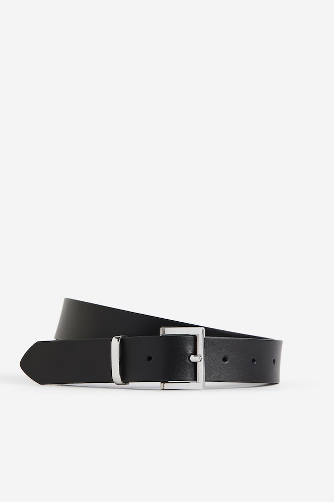 Leather belt - Black/Silver-coloured/Black/Gold-coloured - 1